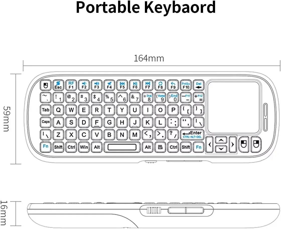 2.4G Wireless Keyboard With Touchpad Mouse Combo, Handheld Portable For Tablet/laptop/notebook/ Android TV Box/PC_voghion.com