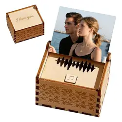 Customized Wooden Music Box with Photo and Text - Unique Anniversary or Valentine's Day Gift (A)