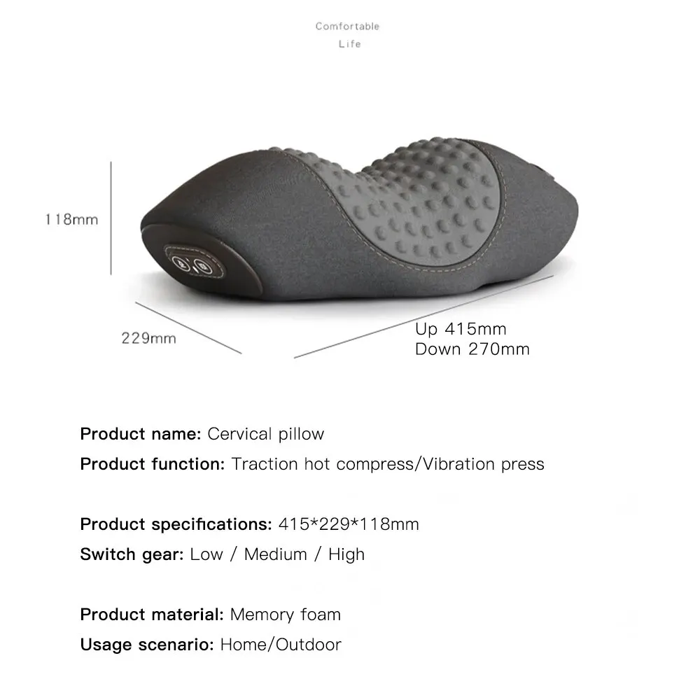 Electric Heating Vibration Neck Massage Pillow Shiatsu Kneading Cervical Massager Deep Tissue Waist Support Sleep Massage Pads