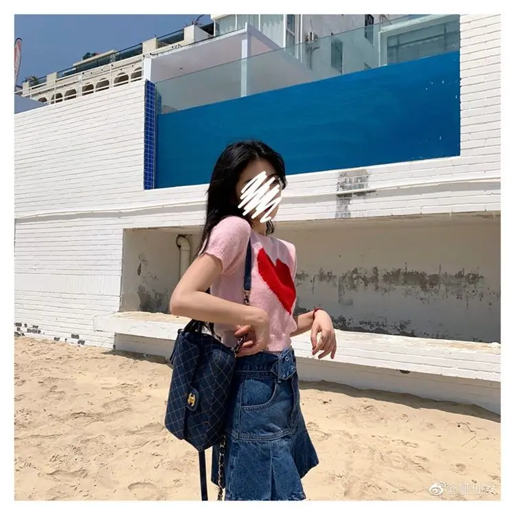 Blusa elegante y juvenil de estilo preppy, blusa de verano para mujer, camiseta de punto dulce, top corto, moda coreana
