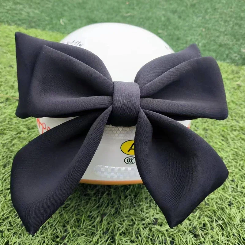 

Excluding Helmet Black Macaron Color Cycling Headwear with Double-layer Bow Helmet Decoration Accessories Cute and Cool Style