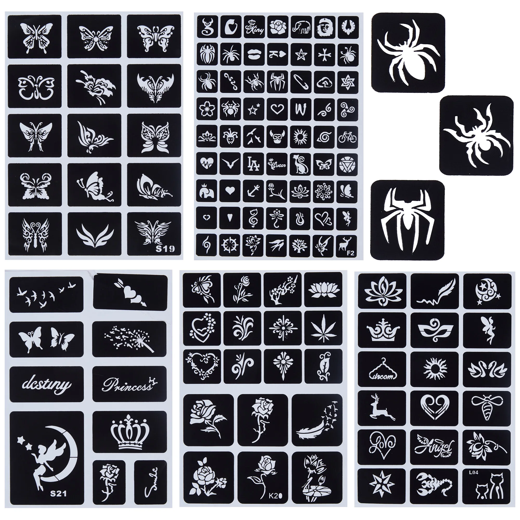 20 - 100 Valentine Stencils For Glitter Temporary Tattoos/Airbrush