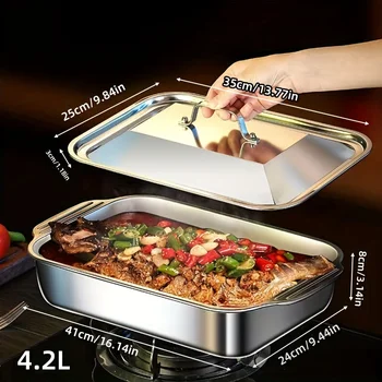 Deep Baking Sheet Stainless Steel Roasting Pan Non-Stick Grilling Trays Oven Accessories Baking Tools Kitchen Accessories 1