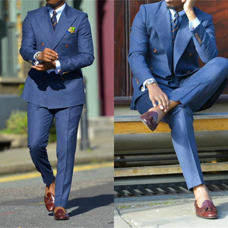 

Dark Blue Formal Mens Suits Two Pieces Notched Lapel Wedding Tuxedos Groom Wear Costume Homme Terno Masculino Mens Jacket Pants