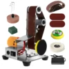 Belt Sander Grinding Machine Adjustable 7 Speed Sharpening Machine with 120-1000 Grit Sandbelt Multifunctional Polisher Tool Set 1