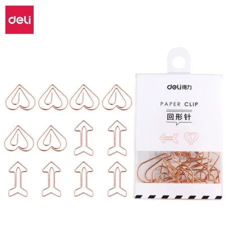 

Deli 0057 Heart Shaped Paperclip Rose Gold Metal Paper Clip Pin Kawaii Decorative Office Supplies Stationery