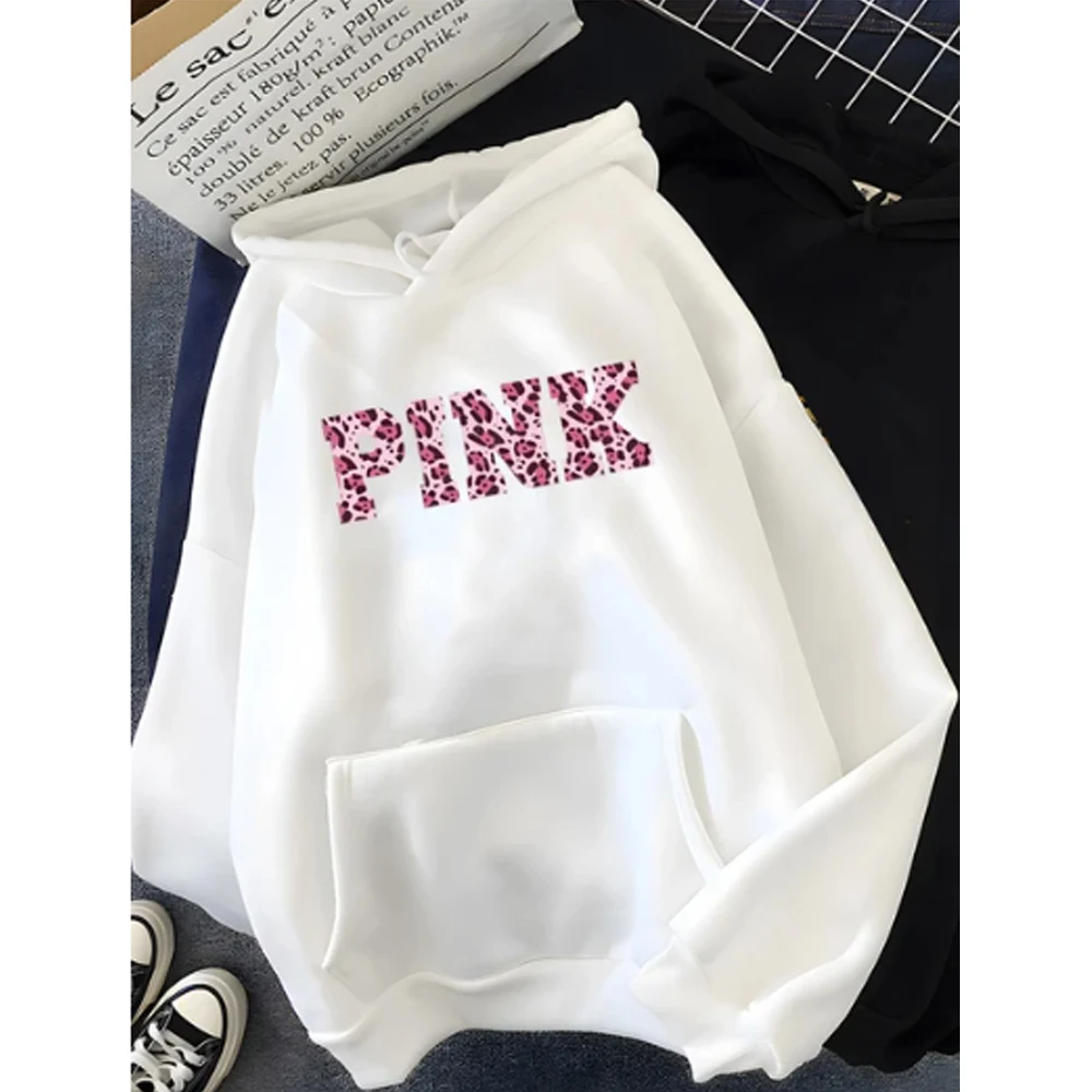 Gothic Letter Print Hoodie for Women Casual Loose Sport Wear Female Soft Ladies Sweatshirt Fashion Pullover Luxury Designer Tops