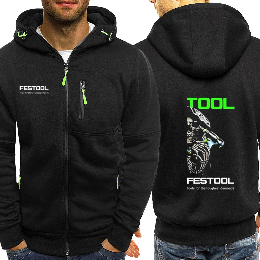 Festool 2023 Men New Spring and Autumn Zip Hoodies Casual Sweatshirts Cotton Sport Long-Sleeved Cardigan Coat Hooded Top