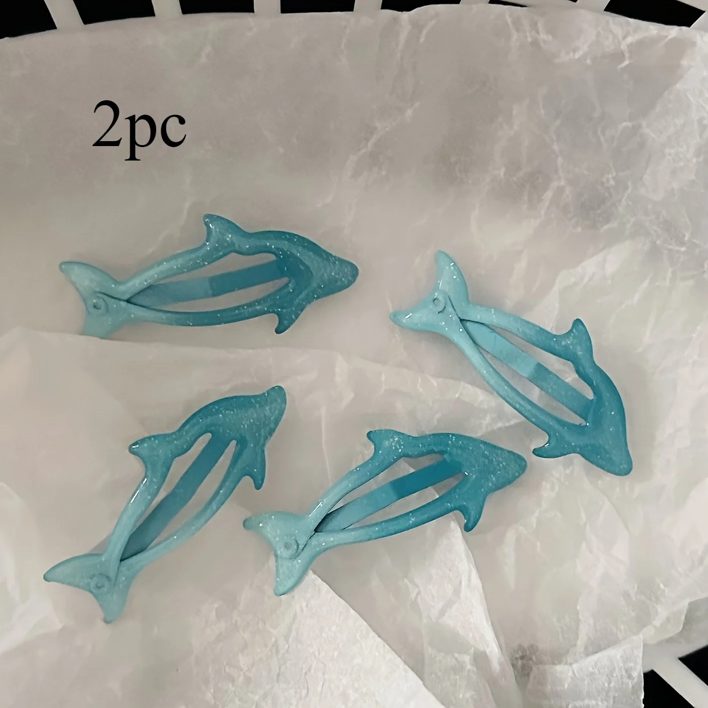 Glittering Dolphin Bunny Hair Clips Resin Soft Animal Shape Blue All Seasons Daily-Casual Wear for Teens Ladies Holiday School