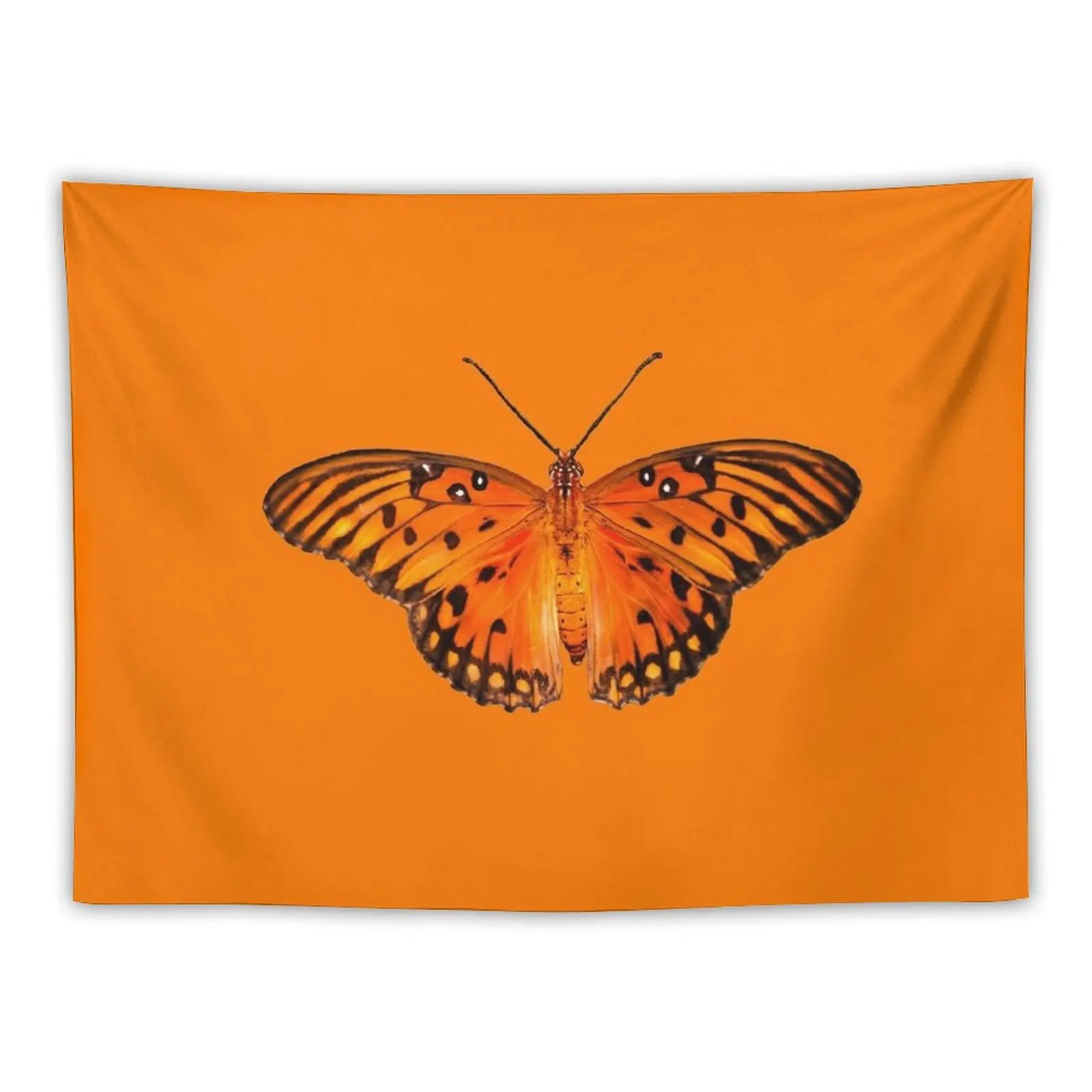 

Gulf fritillary butterfly on orange background Tapestry Cute Room Decor Wall Coverings Tapestry