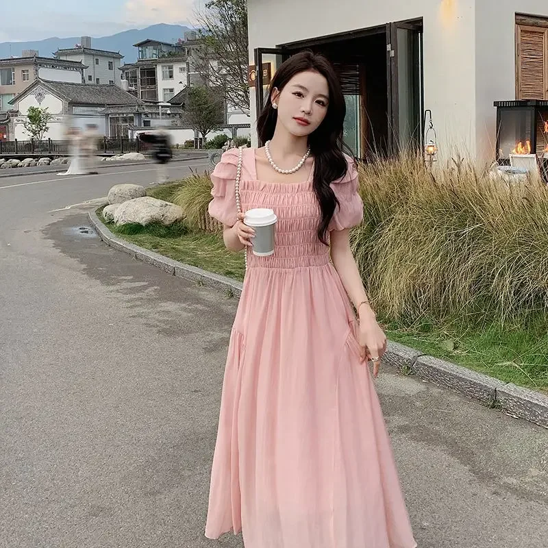 

Women's Dress Maxi Pink Loose Long Soft Female Dresses High Quality Luxury Outfits Fashion Summer 2024 G Aesthetic Clothes Y2k X