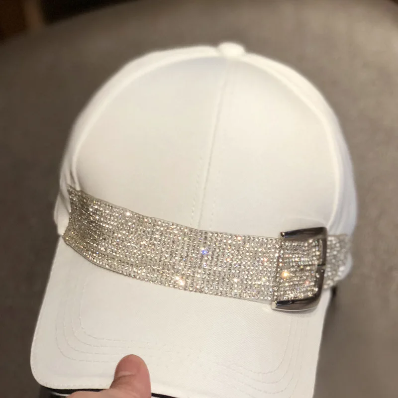 2022 New Fashion Rhinestone Belt Baseball Caps for Women Snapback Sport Caps Outdoor Sun Hat Gorras Black Hat