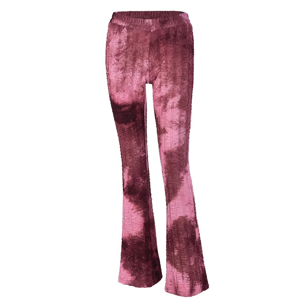 

2023 Autumn New Women Tie-dyed Slim Pants Boot Cut Pants Streetwear Ropa Mujer