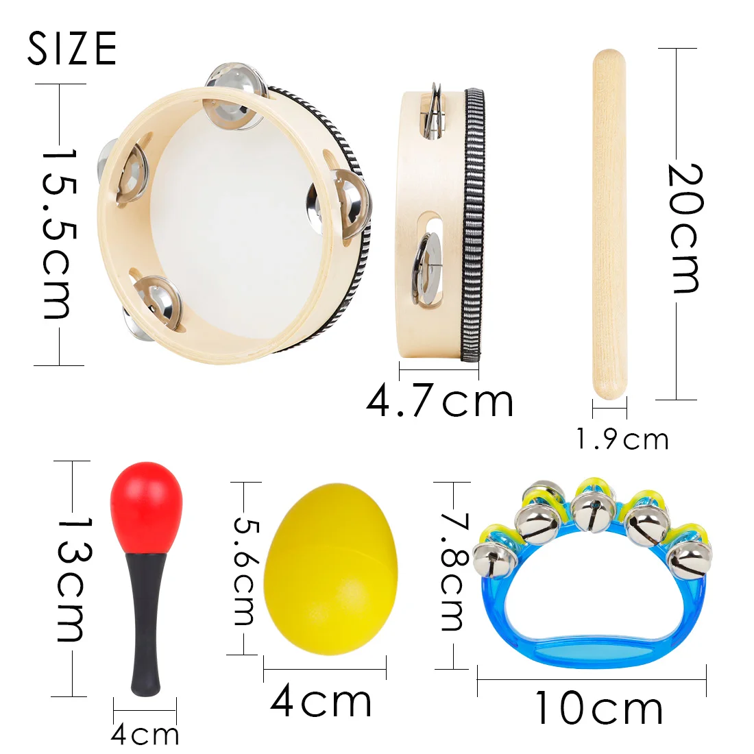 Orff Instruments 5Pcs/Set 6 Inch Black Lamb Chop Tambourine Sand Egg Rhythm Stick Children Music Enlightenment Toys Gifts