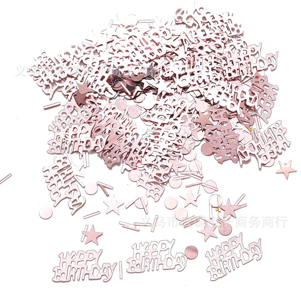 Confeti Decorativo VIKY Oro Rosa - Aprox. 500 Piezas, Para Mesas De Cumpleaños, Bodas, Fiestas | Incluye Letras, Estrellas Y Formas
