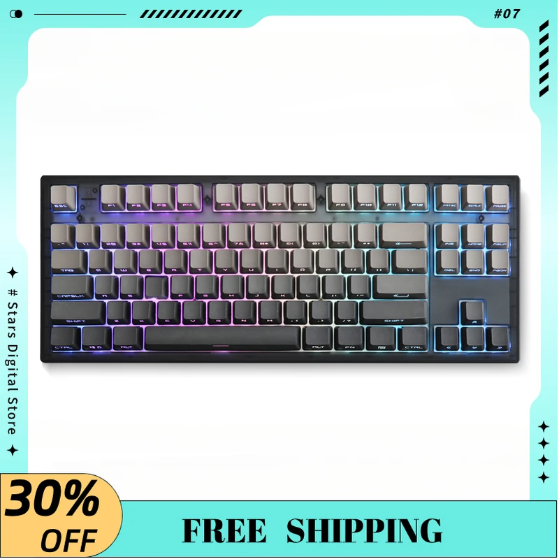 

FL ESPORTS MK870 Wireless Mechanical Keyboard Kit RGB 3-mode Side-engraved Translucent Gradient Keycaps Hot Swap Wired Keyboard