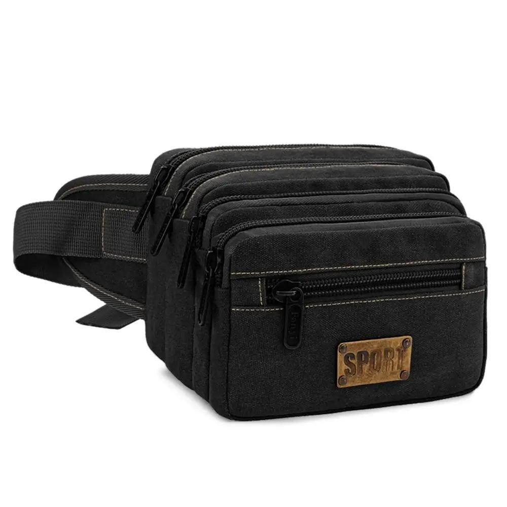 Nützliche Canvas-Hüfttaschen, mehrere Taschen, multifunktionale Kassiertasche, große Kapazität, Outdoor-Lauftasche, Schultertasche – Detail 7