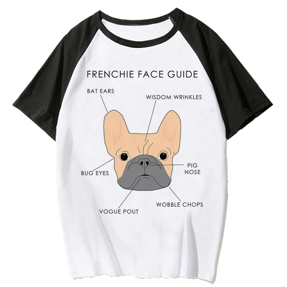 

French Bulldog top women designer Y2K summer top female Japanese comic graphic clothing