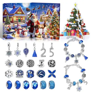 Christmas Advent Calendar Gift Box 2025 Snowflake Santa Claus Bracelet 24 Day Countdown Calendar Box for Girls Christmas Gift