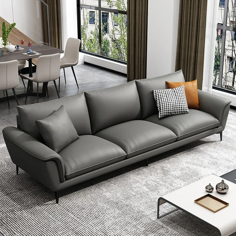 Leather Sectional Large Sofa Simple Reception Pouf Ergonomic Nordic Sofa Modern Classic Lounge Divani Soggiorno Home Furniture