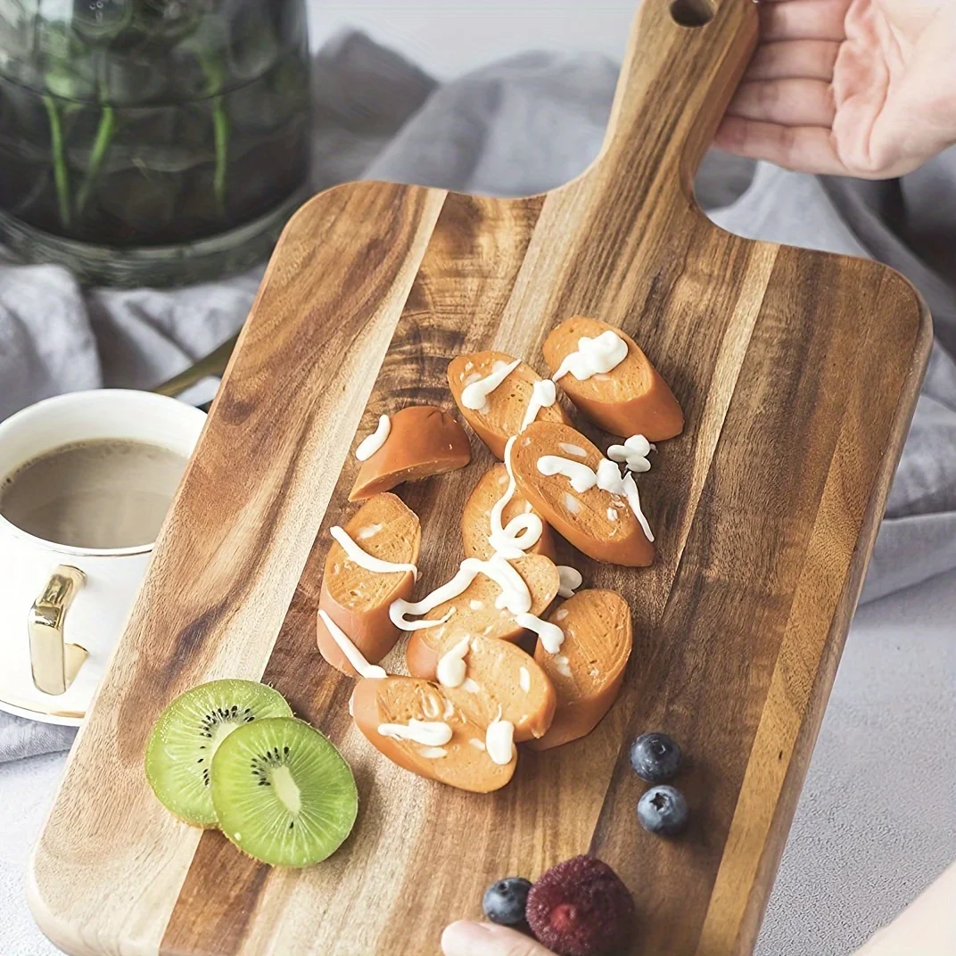 Premium Acacia Wood Cutting Board with Handle - Ultra-Thick, Durable, and Easy-Clean