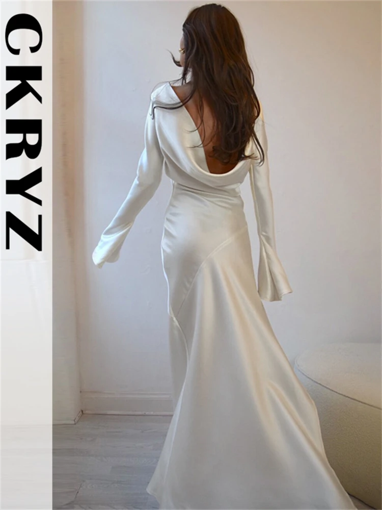 

Ladies Satin Sleeveless Backless V-Neck Side Slit Sexy Bodycon Slim Slit Maxi Dresses Evening Party Night Clubwear Women Outfits
