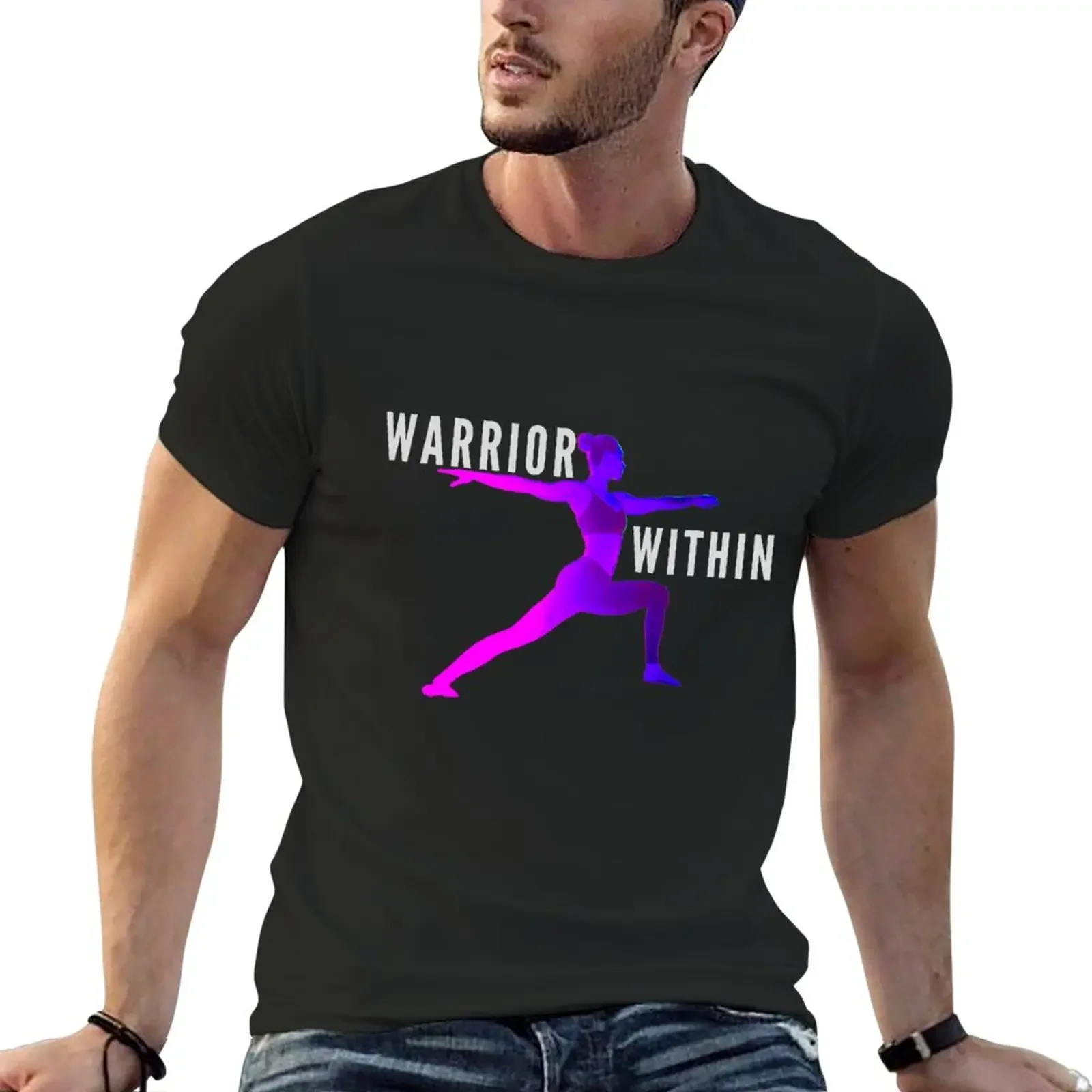 

Yoga warrior pose inspired design T-Shirt customizeds plus size tops anime clothes sublime plain t shirts men