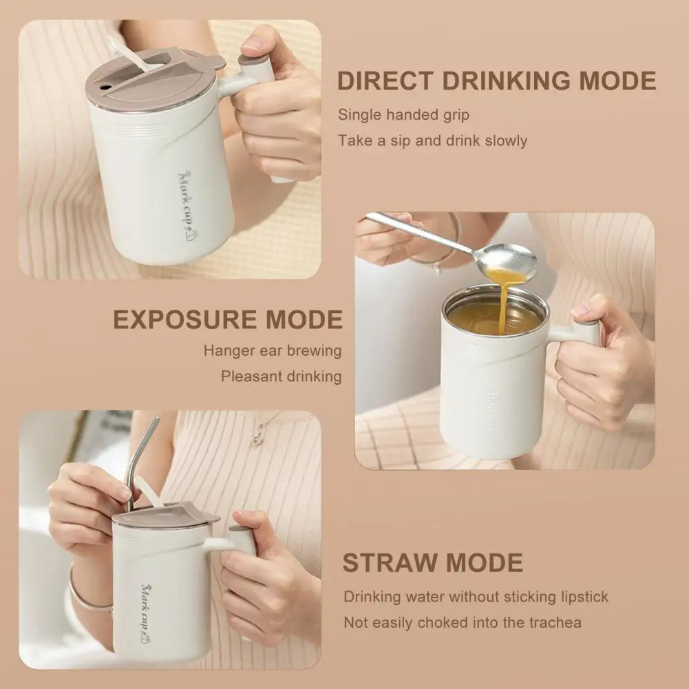 InsulatedCupLongHandleCoffeeMugLightweightStainlessSteel