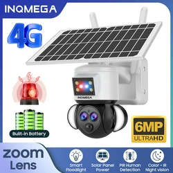 INQMEGA 6MP 3K 12X Zoom Wireless Outdoor WIFI Solar Camera Solar Powered Camera 4g CCTV for Smart Home Farm Yard Field Monitor