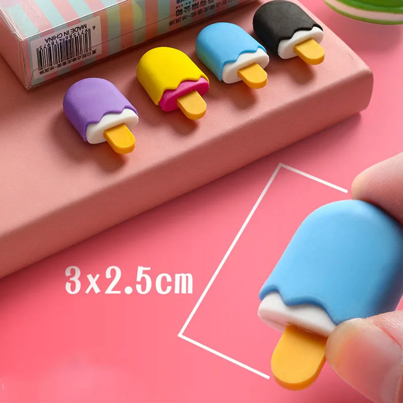 Kawaii Ice Cream Donuts Lollipop Detachable Rubber Eraser for Kids Gift 1Pcs