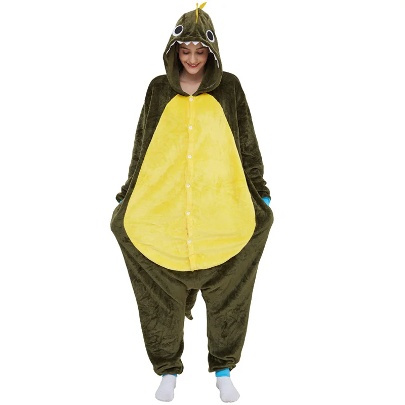 Centrosaurus Onesies Fluffy Pajamas Kigurumi Flannel Anime Cartoon Homewear Halloween Cosplay Costumes Long Sleeve Nightgowns