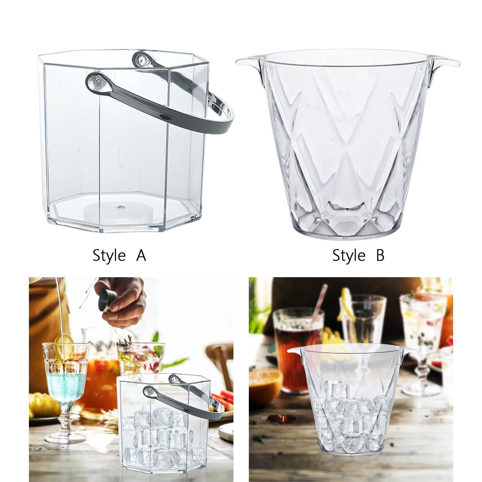 Acrylic Ice Bucket Transparent Beverage Chilling Tub for Wine Bottle Bar Pub