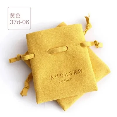 thumbnail image 1 of 100 Uds. Bolsas de joyería de terciopelo con diseño de logotipo personalizado, embalaje para pequeñas empresas, pendientes de anillo de microfibra con cordón, bolsas de regalo para dulces, 1 of 5