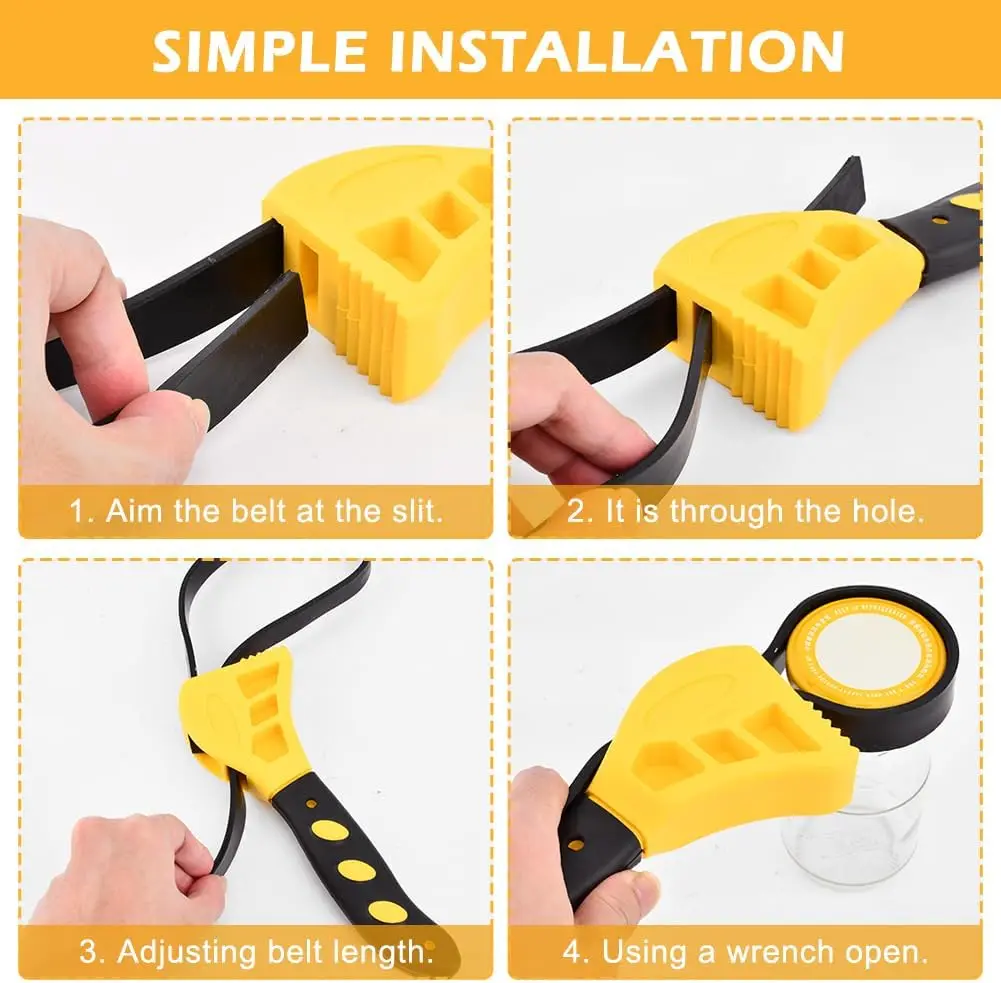 1Pcs 6/8inch Belt Wrench Oil Filter Puller Strap Spanner Chain Wrench Strap Opener, Adjustable Disassembly Tool