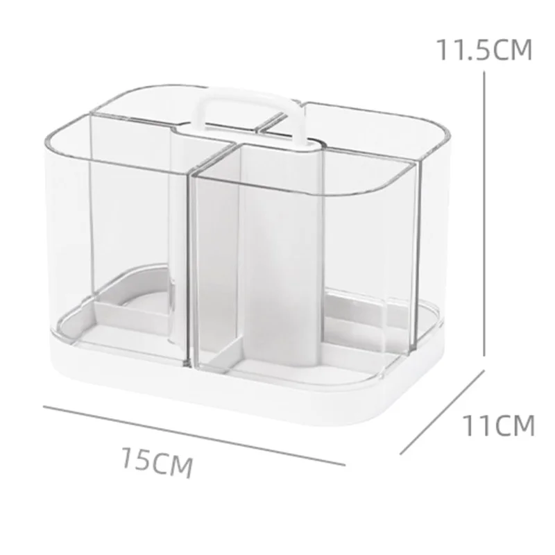 4-grid Divided Marker Pen Holder Desktop Storage Box High Quality Plastic Detachable Desktop Stationery Organizer with Handle