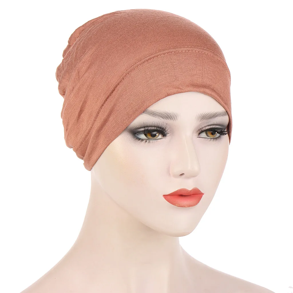 

Women Fashion Solid Color Base Cap Muslim Cotton Hijab Turban Hat Inner Hijab Night Cap Bandana Chemotherapy Caps Turbante Mujer