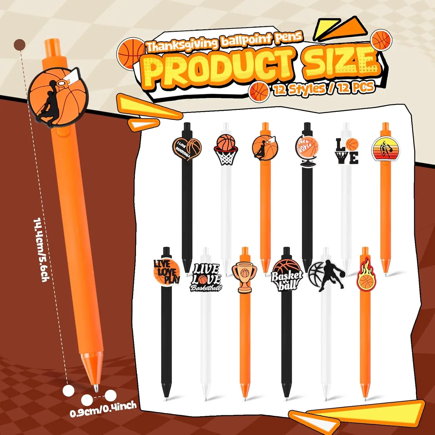 12 Pcs Basketball Pens Sports Themed Birthday Gifts Student Stationery Gifts Office Classroom Party Favors 3