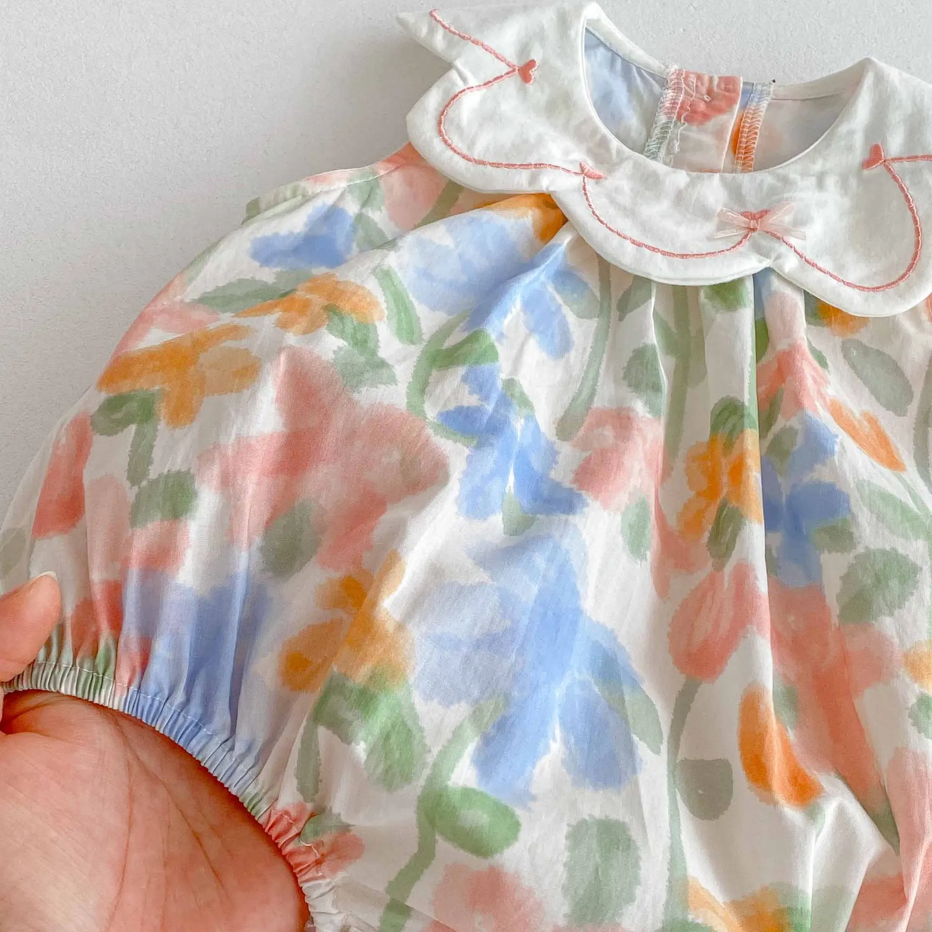 Floral Print Baby Girls Bodysuit Sleeveless Outfit