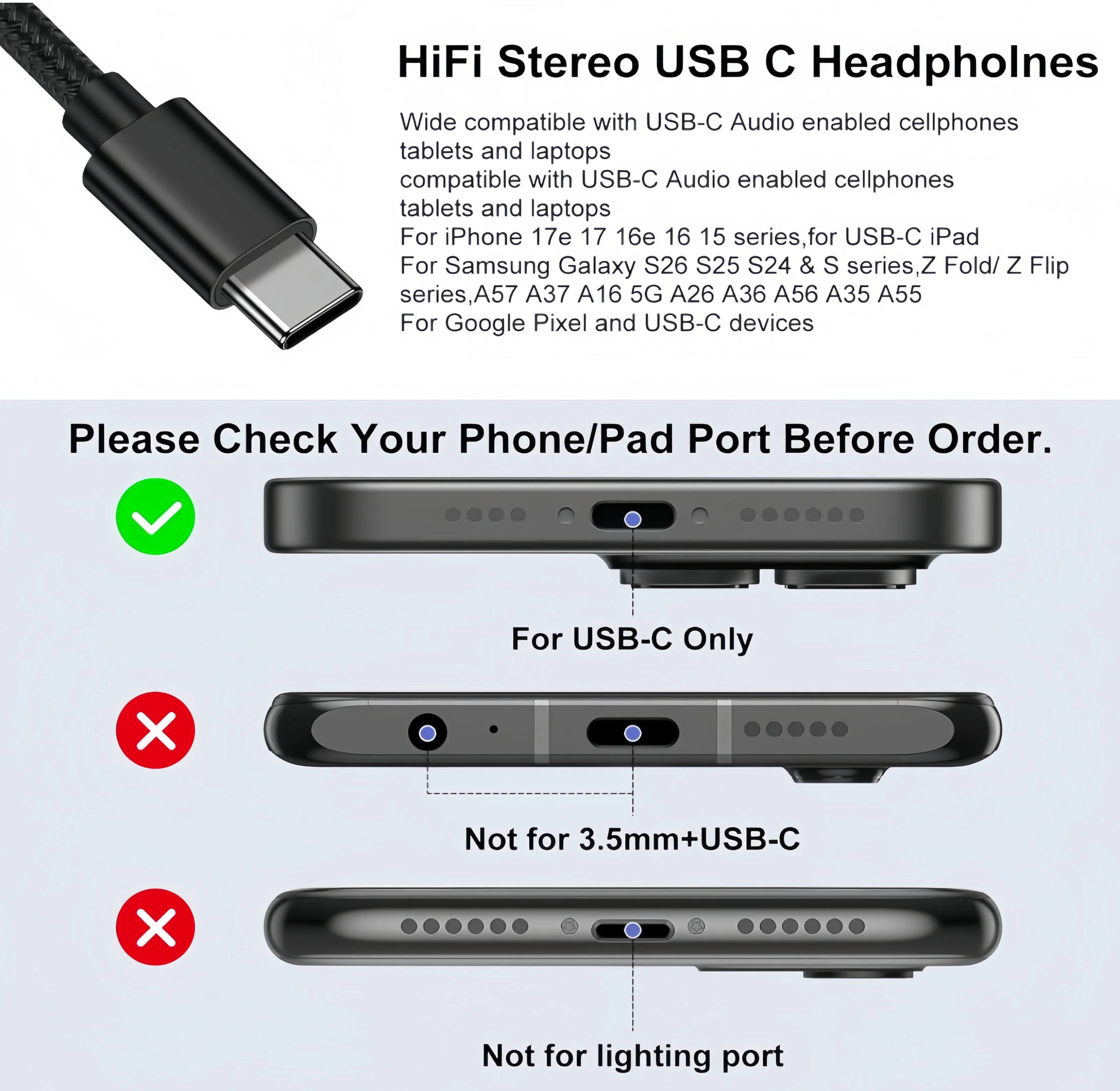 USB C-3.5mm 오디오 어댑터 삼성 타입 C-헤드폰 잭 어댑터 Aux 동글 케이블