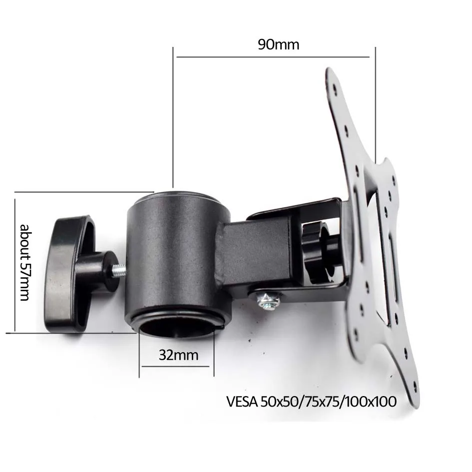 Full Motion Monitor Mount Peças Tilt Swivel Lcd Suporte de Parede Pipe Mount 15kg 10 24 27 Vesa 75x75 100x100 50x50 Lcd3t - Image 4