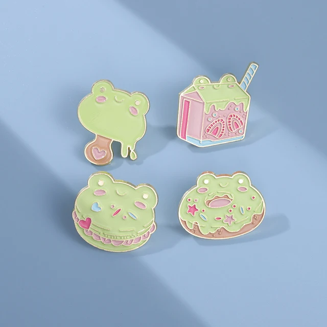 Frog Pin Button  Pastel Donut Shop