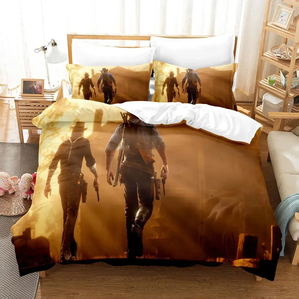 Game Bedding Set Red Dead Redemption 3d Print Bed Linen Quilt Duvet Cover Set Home Textile Queen King Size Kids Room Decor 6