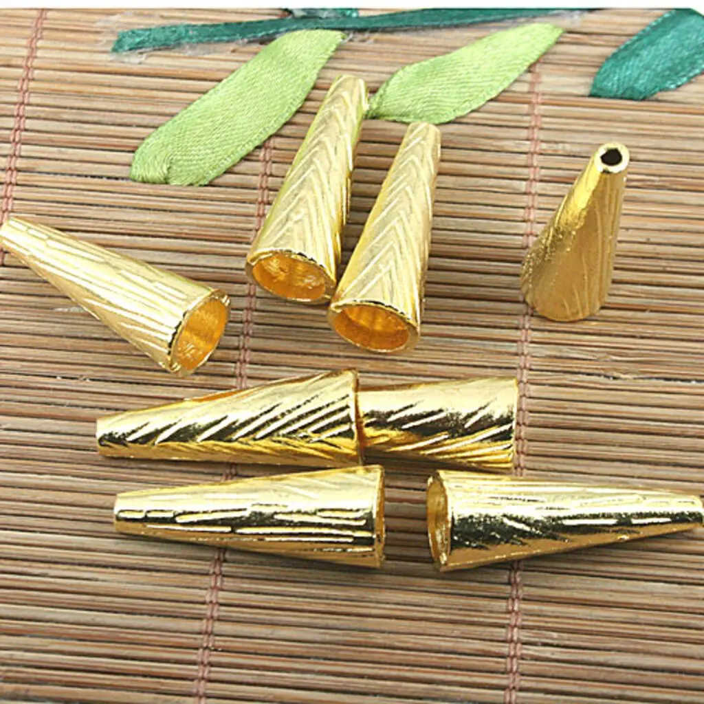 

6pcs 28x10mm hole:7.7mm gold tone Cone spacer beads 28x10mm H3590-G