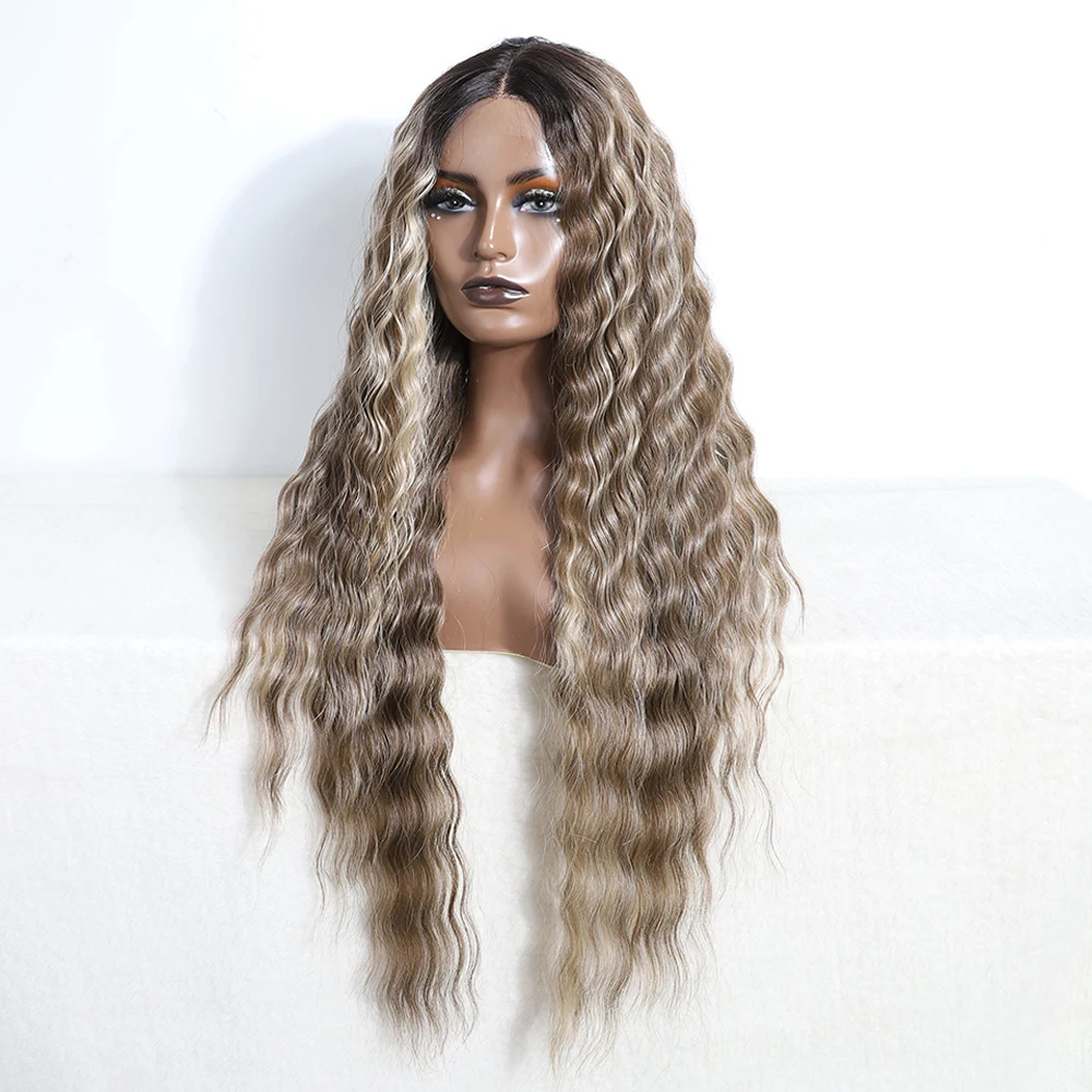 Synthetic Lace Front Wig Baby Hair Wig Long Wavy 30" Hair Lace For Women Front Ombre Blonde Brown Cosplay lace front wig synthetic hair wigs