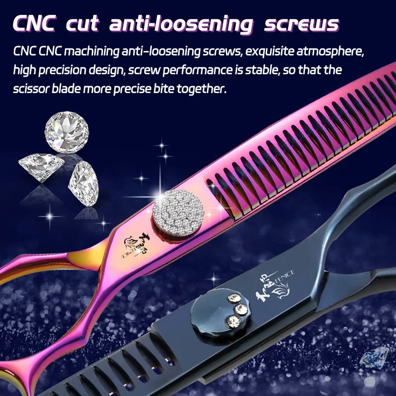 Dog Grooming Shears dog grooming scissors 7.0/7.25/7.5 Inch JP440C Colorful Curved Thinning Chunker Scissors Dog Face Body