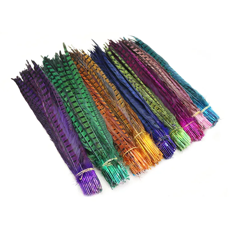 

100PC 55-60CM Ringneck Pheasant Tails Feather Natural Real Lady Amherst Pheasant Chicken Plumes For Crafts Making Carnival Decor