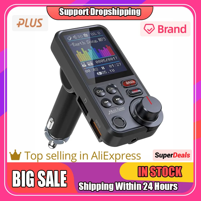 

Bt93 Car Mp3 Music Player Hands-free Kit Wireless Bluetooth-compatible Fm Transmitter Aux Qc3.0 Fast Charge Drop Shipping