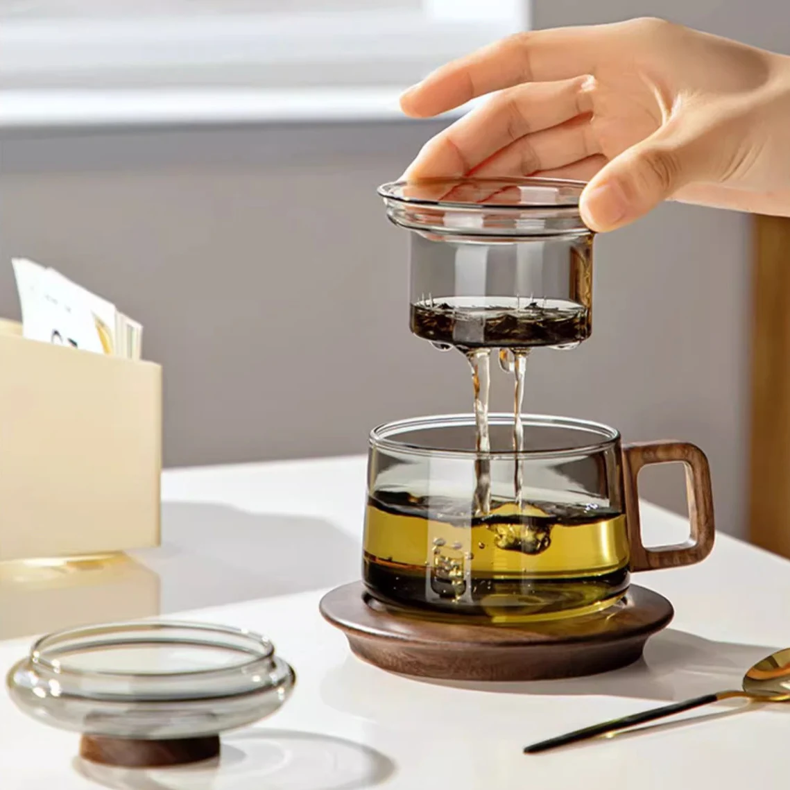 200ml Heat Resistant Borosilicate Glass Tea Cup - Kung Fu Tea Set with Cover - Image 4