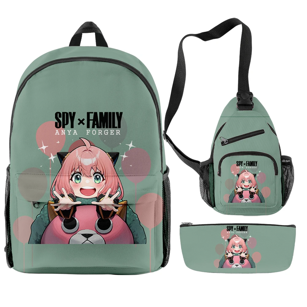 

Fashion Funny Spy X Family Anya Forger 3D Print 3pcs/Set pupil School Bags Trendy Travel Laptop Backpack Chest Bag Pencil Case