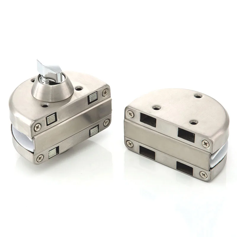 Durable Metal Chrome Stainless Steel 10mm -12mm Glass Door Anti-theft Security Lock Double Swing Hinged Frameless With 3 Keys 2